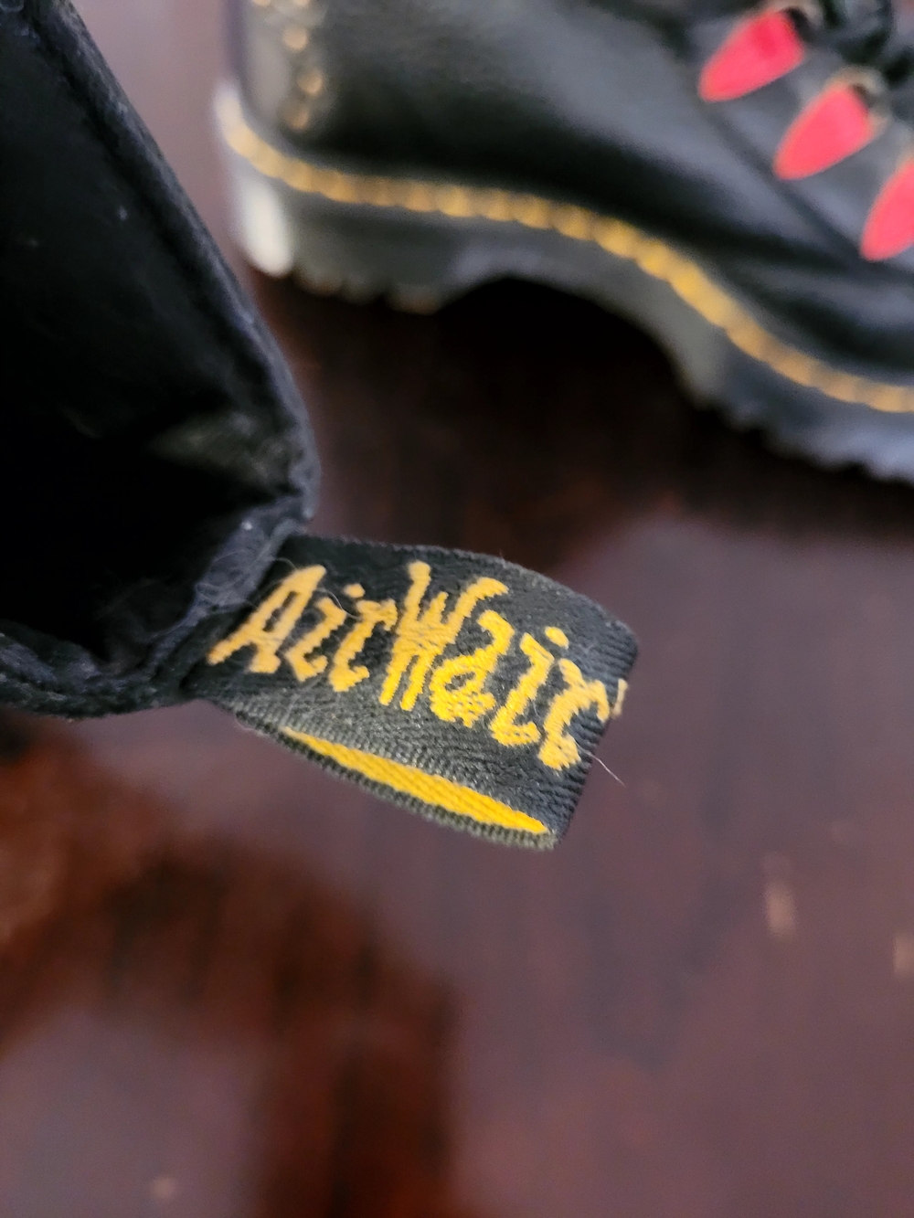 Dr. Martens Black Leather Lace-Up Boots with Red Eyelets, Floral Embroidery. 8w - Picture 4 of 7